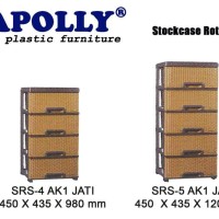 Jual Lemari Plastik Laci Napolly Motif Rotan 5 susun Murah