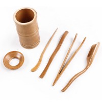 RT2342 HIPSTEEN 6 Pcs Peralatan Upacara Minum Teh Set Bambu Aksesoris