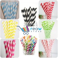 Jual Paper Straw / Sedotan Kertas Stripe (Garis-garis) Murah