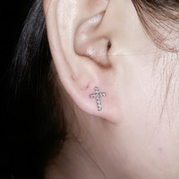 ANTING TUSUK SALIB PERAK 925 LAPIS EMAS PUTIH / GIWANG SALIB / AT09