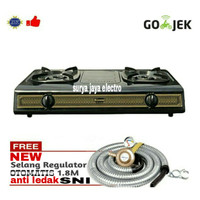 kompor gas rinnai 2 tungku plus selang n regulator otomatis anti ledak