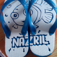 Jual sandal jepit ukir motif n nama Murah