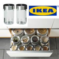 IKEA DROPPAR TOPLES BUMBU DAPUR 2 PCS KACA FROSTED, BAJA TAHAN KARAT