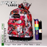 GET879 Tas Ransel Jansport Besar Peace Pink Limited Murah