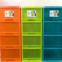 Lemari / Laci Plastik Princia Susun 4 Claris (Dengan Roda)