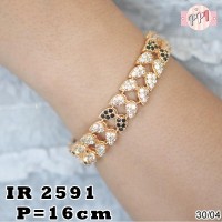 Gelang Rantai Emas Daun Berjajar Permata Pandora Batu Hitam R 2591