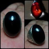 Batu Cincin Pria Akik Yaman Wulung Tembus Warna Merah