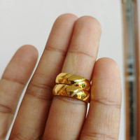 Cincin Belah Rotan Ukir Spesial Lapis Emas 24k