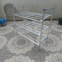Jual Rak Sepatu Alumunium / Almini / Aluminium Susun 3 Minimalis Murah