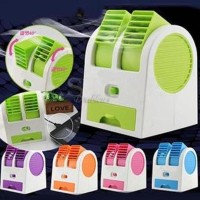 Ac Mini Portable Double Cooler Fan Kipas Angin Aromaterapi Parfum