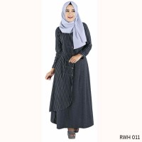 terbaru Baju Gamis Bahan Rayon garis