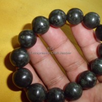Gelang batu BLACK JADE ACEH bulat bola 16mm untuk lengan besar