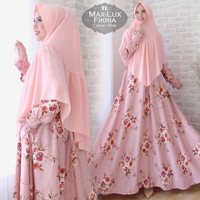 pink hitam gamis maxi baju pakaian muslim wanita 2xl bigsize big size
