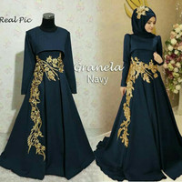 Gaun Muslim Glamour Dress Maxi Grane/Baju Muslim Pesta XL