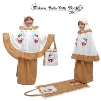 MUKENA ANAK BORDIR HELLO KITTY COKLAT S T55