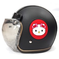 Helm Bogo Anak Remaja Full Kulit Motif Hello Kitty