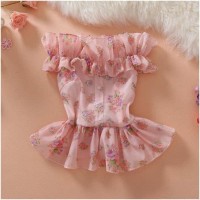 Baju wanita atasan model sabrina warna pink / fashion casual