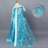 Gaun Elsa Frozen 3 in 1 dress baju pesta impor