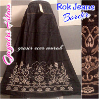 Jual rok jeans motif bordir murah Murah