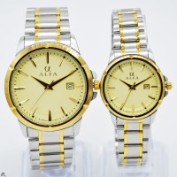 Jam Tangan Couple/Sepasang merk Alfa 88131MGC Original Tanggal Rantai