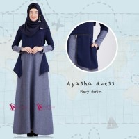 BEST SELLER TERBARU Gamis House Of Valisha Ayasha Dress Navy Denim ba