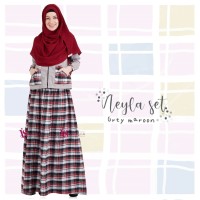PROMO BEST SELLER Gamis House Of Valisha Neyla Set Grey Maroon baju g