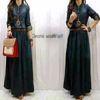 Terbaru shinta maxi jeans wash ori baju wanita remaja simpel elegant