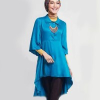Baju Gamis Muslim [Tunik Zoya Top SW] tunik wanita rayon bangkok biru