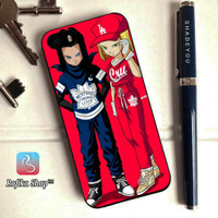 Custom case dragonball super android 17 n 18 iphone 5s 6 6s 7 8 x