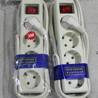 STOP KONTAK 4 LUBANG + KABEL 3 METER + COLOKAN + SAKLAR ON/OFF MURAH