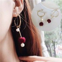 IMPORT Korea Anting Pompom Lingkaran Mutiara Earrings 027737r/5r/2r