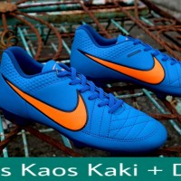 SEPATU BOLA NIKE SOCCER TIEMPO GRADE ORI SUPER IMPOR BIRU OREN