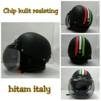 HELM BOGO RETRO CHIP KULIT RESLETING HITAM ITALY KACA BOGO ORI Helm Bo