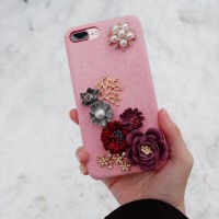 casing hp handphone iphone android 3d flower case pink red white merah