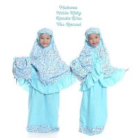 Ria Collection New Mukena Anak Katun Hello Kitty Renda Biru Tas Ranse