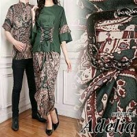 aop gamis batik couple adelia HIJAU cp SARIMBIT / baju pria wanita