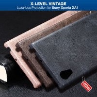 Hard Softcase PU Leather Vintage X-Level Cover Casing Sony Xperia XA1