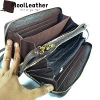 Tas selempang wanita asli clutch kulit ikan pari duri warna coklat