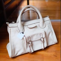 tas branded bag leather merk Chloe asli original warna cream