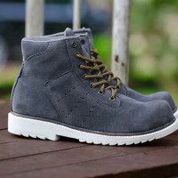 Sepatu Boots Safety Ujung besi kulit asli Kerja Proyek Kantor kantor