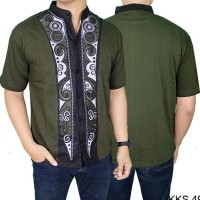 Baju Koko Alfa Shop Lengan Pendek Anak Muda Katun Hijau – KKS 49