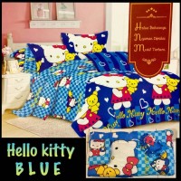OBRAL MURAH BEDCOVER SET NATASHA 180 X 200 X 20 KING -HELLO KITTY BLUE
