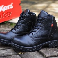 sepatu pria promo Kickers Boots Safety Zipper Kulit Crocodile Hummer