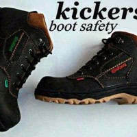 sepatu pria elegans Kickers boots safety ujung besi black proyek lapa