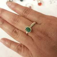 Cincin Perak Zamrud - Emerald Silver Ring