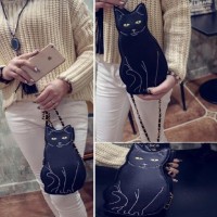 Termurah! TAS SATCHELS CLUTCH KECIL WANITA CORAK KUCING KAWAI UNIK