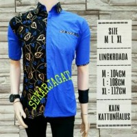 Batik Lamongan Premium Hem batik pria kombinasi prada biru