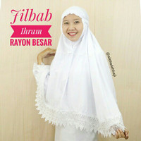 Jilbab Ihram Ihrom Putih Polos Rayon Besar Jilbab Instan Perlengkapan