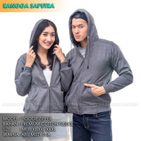 JAKET HOODIE ZIPPER SLETING UNISEX ABU TUA KUPLUK POLOS