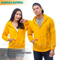 JAKET HOODIE ZIPPER SLETING UNISEX KUNING POLOS